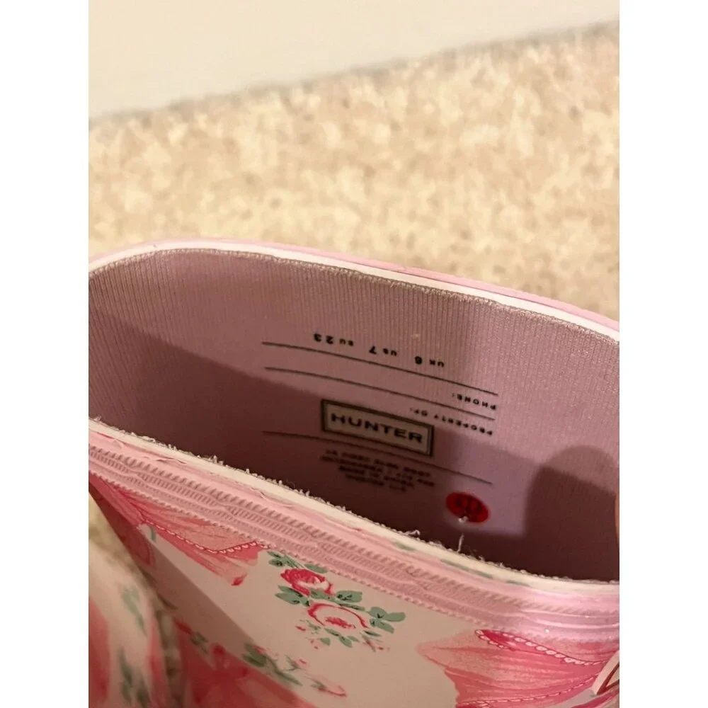 Hunter X Love Shack Fancy Boots Girls Kids Size US 7 Pink Bows - Picture 6 of 11